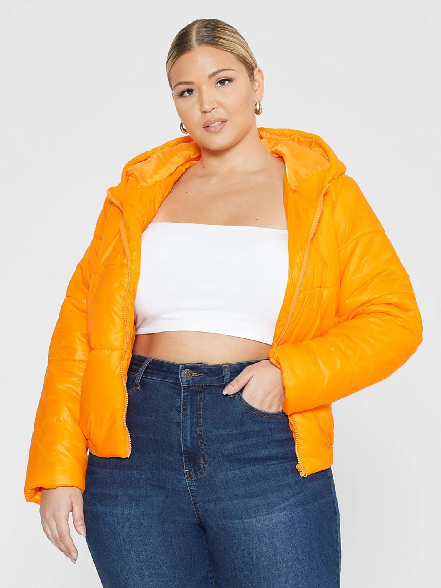 Fashion To Figure - Farrah Short Hooded Puffer Coat