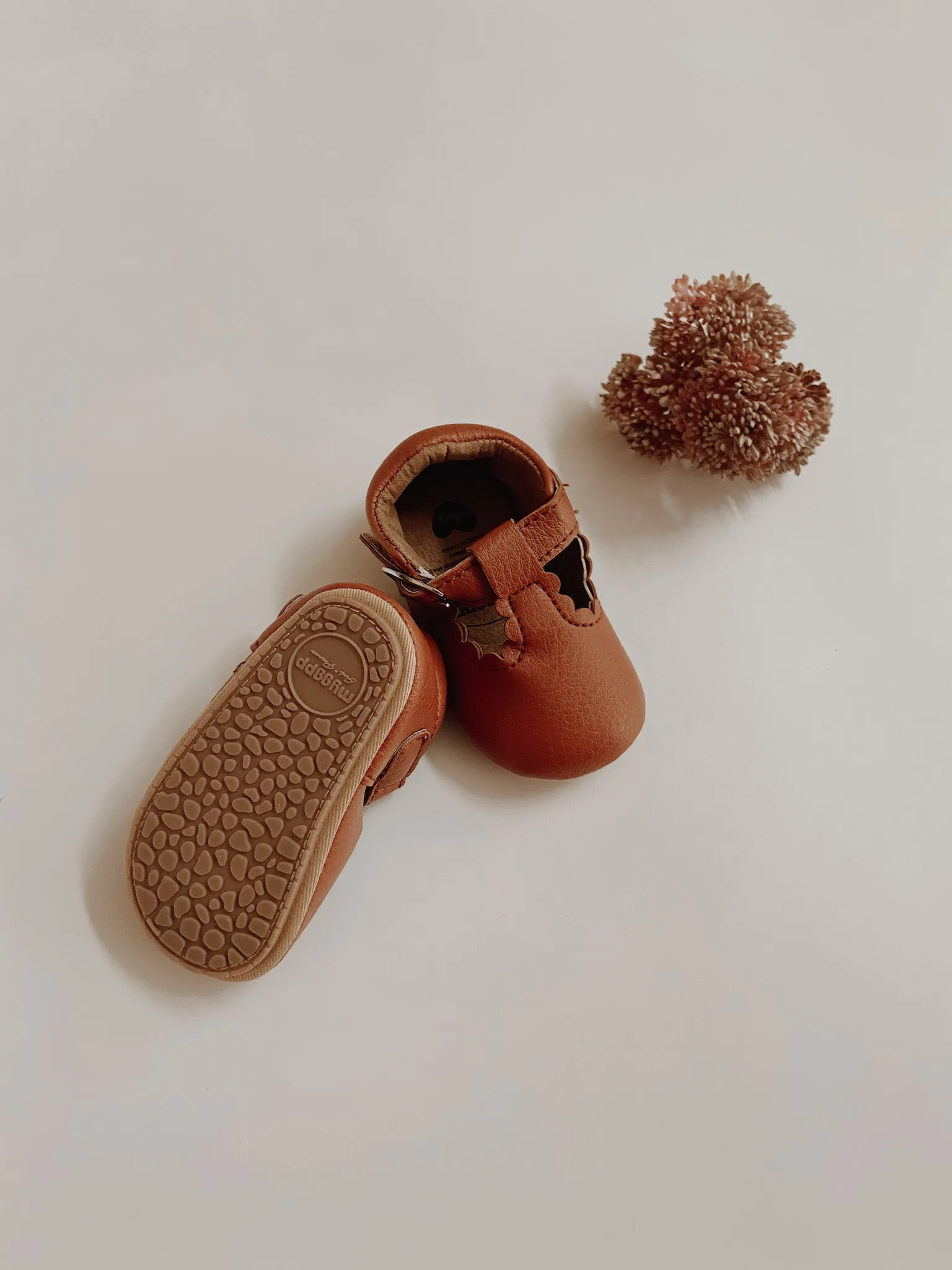 Faux Leather Mary Jane Crib Shoes | Brown