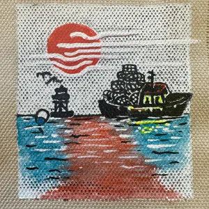 Fishing boat canvas painting