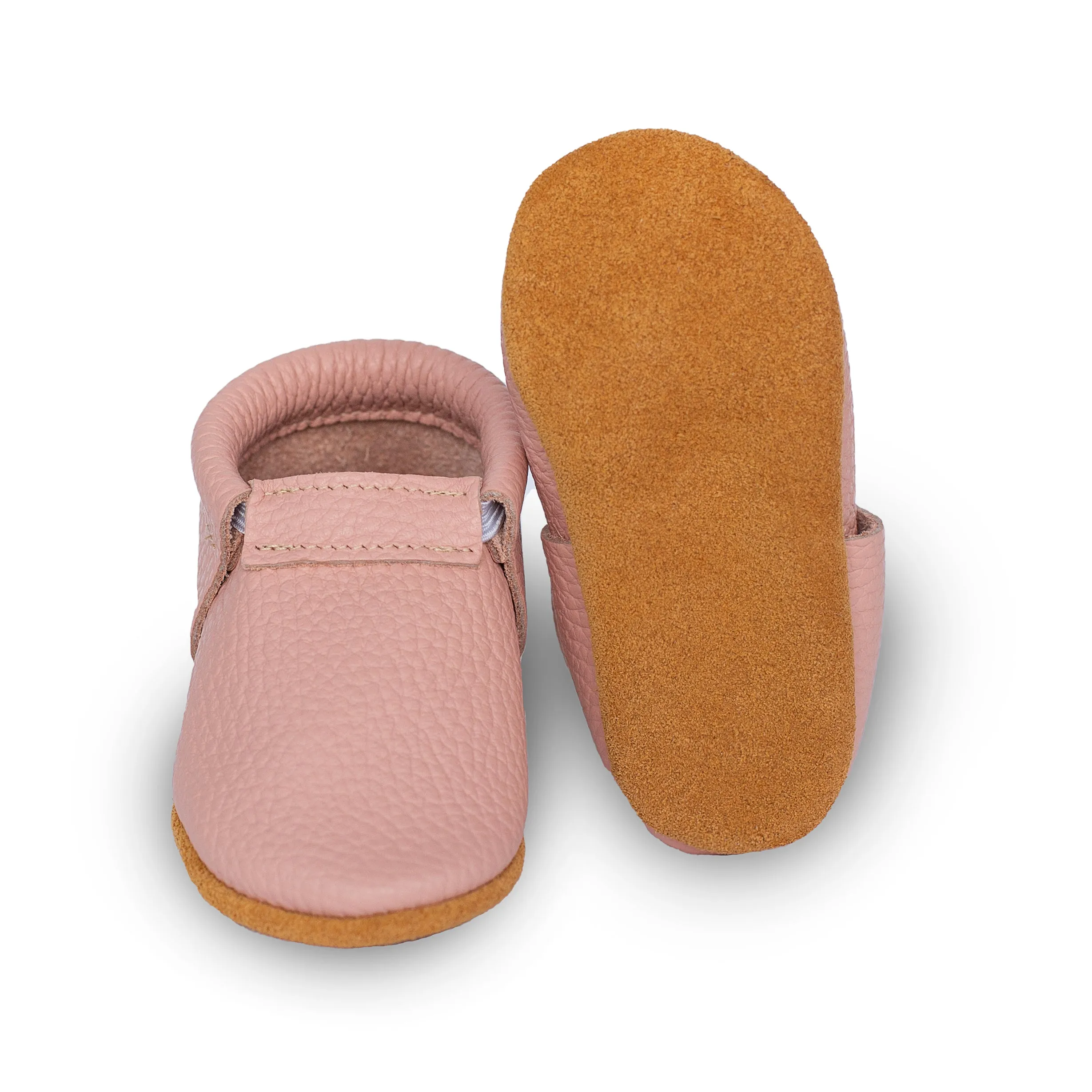 Fringeless Moccasins with Suede Sole. Baby and Toddler Shoes