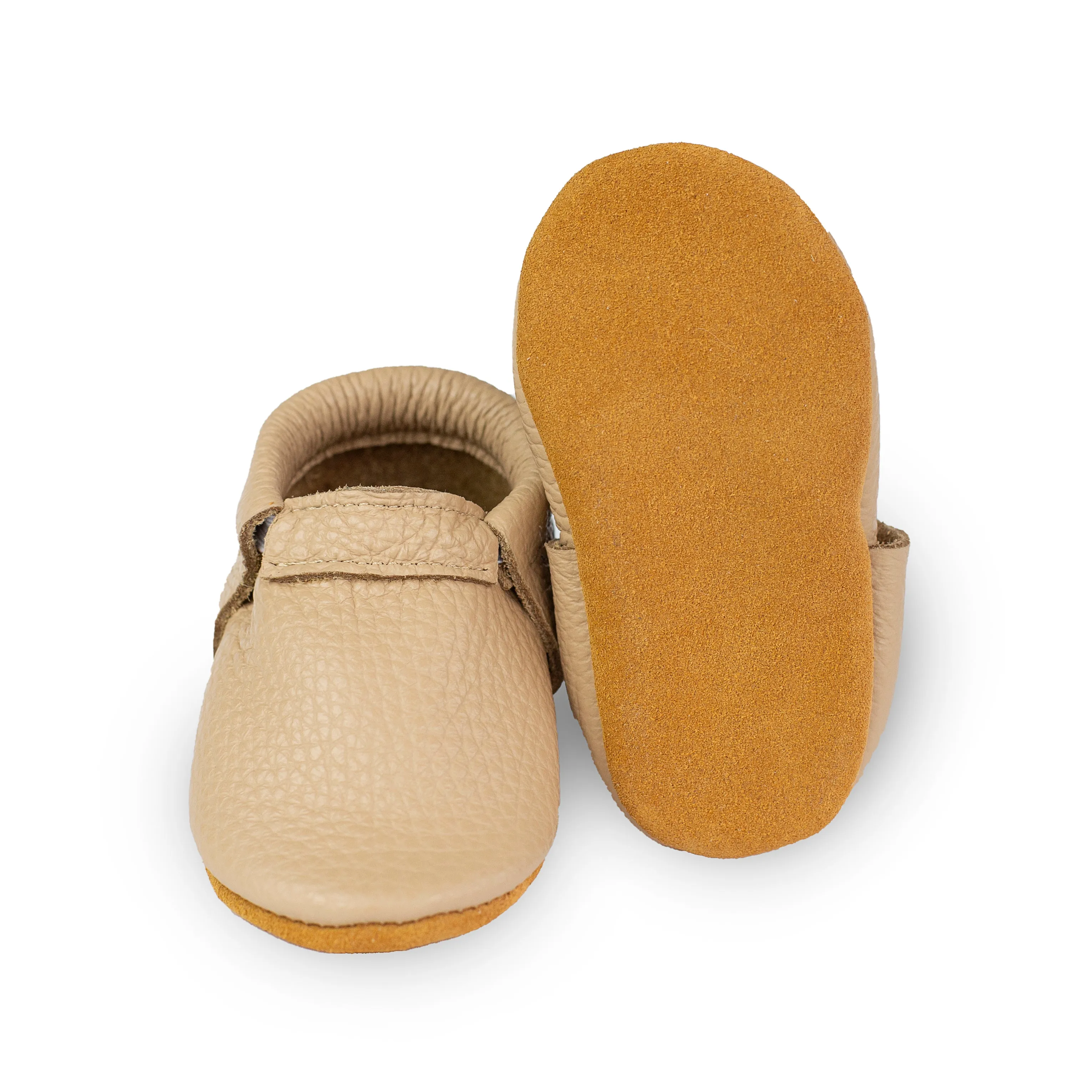 Fringeless Moccasins with Suede Sole. Baby and Toddler Shoes