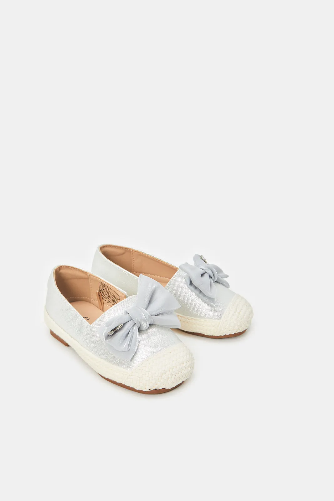 Girls Silver Bow Espadrilles