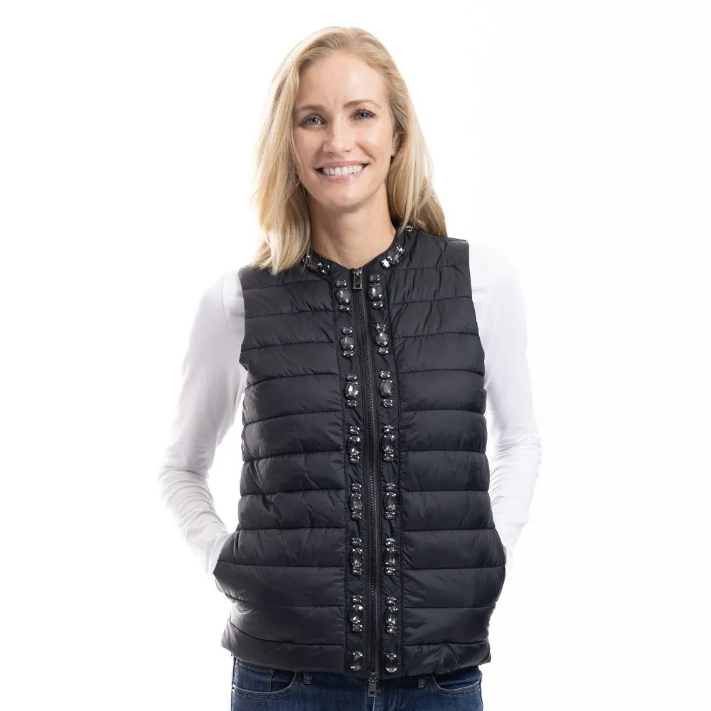 Glam Rhinestone Puffer Vest