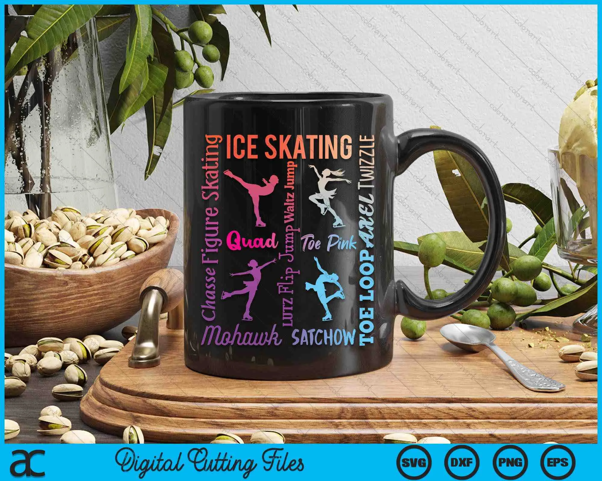 Ice Skating Typography Girl Figure Skater Ice Skates SVG PNG Digital Cutting Files