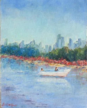 Impressionist Waterfront & City Skyline Painting