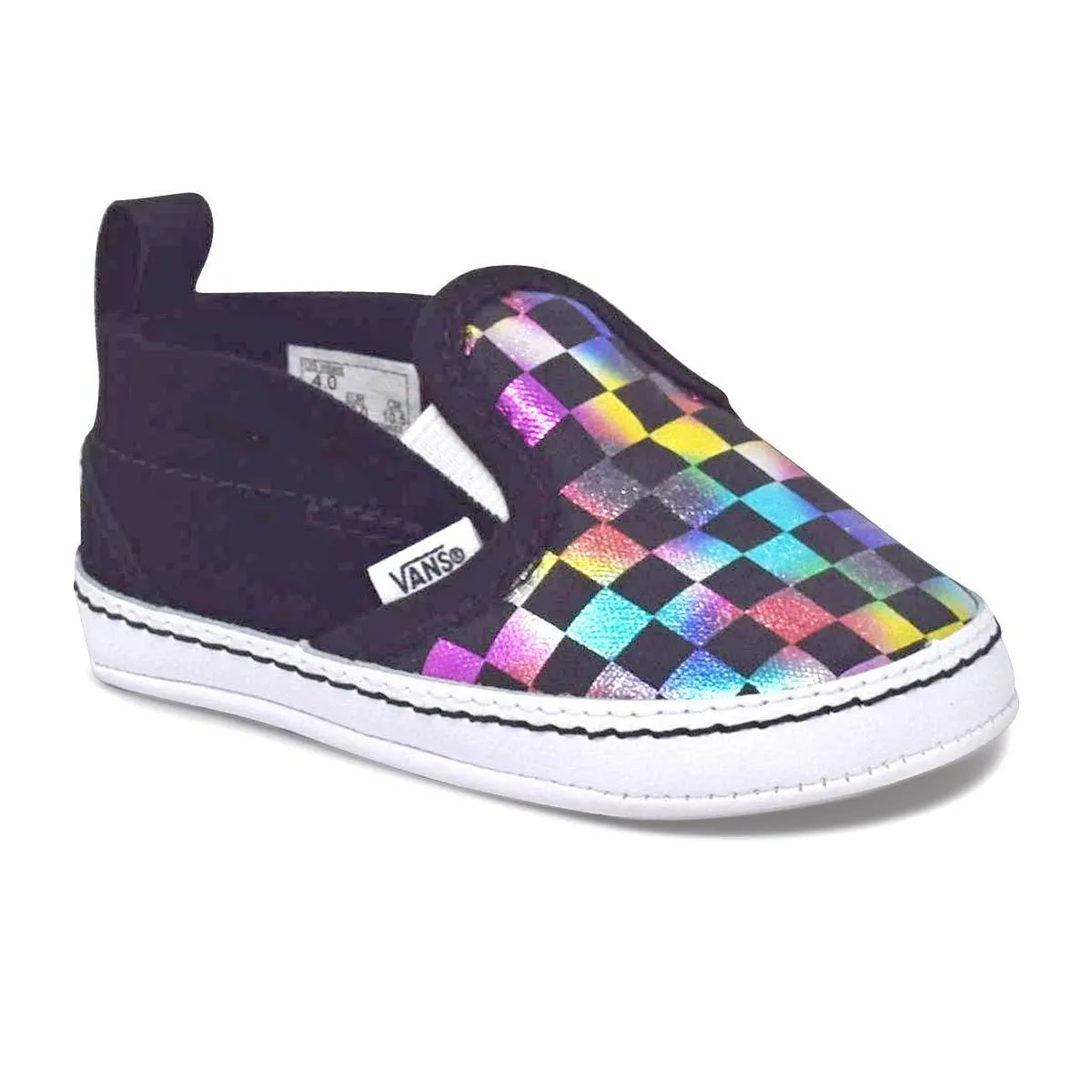 Infant Infant Checker Slip-On V Crib Shoes (0-1 year) Iridescent Checkerboard