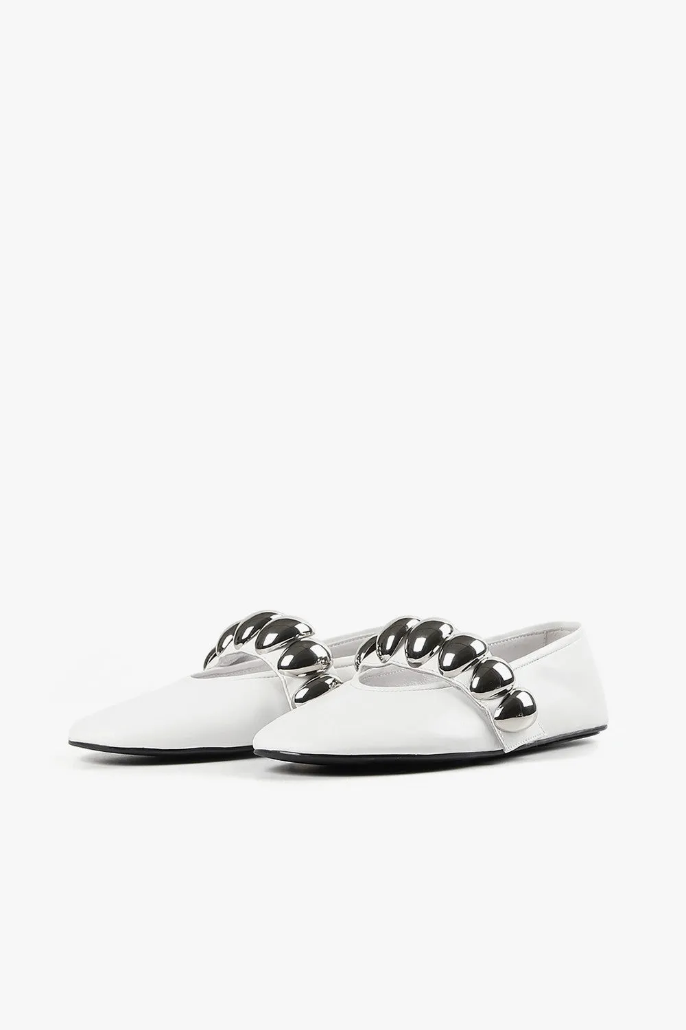 Jeffrey Campbell Ballet-SD Flats in White Silver