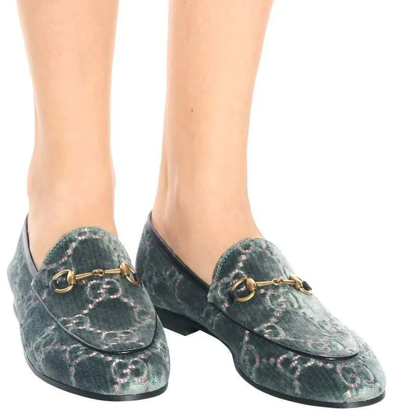 Jordaan Logo-Jacquard Velvet Loafers