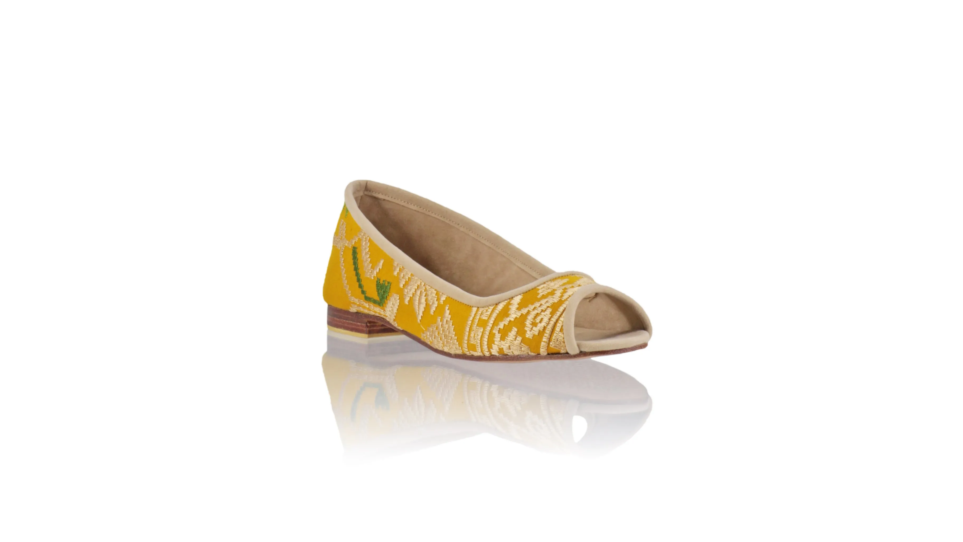 Kate Peeptoe 20mm Ballet - Mustard Songket