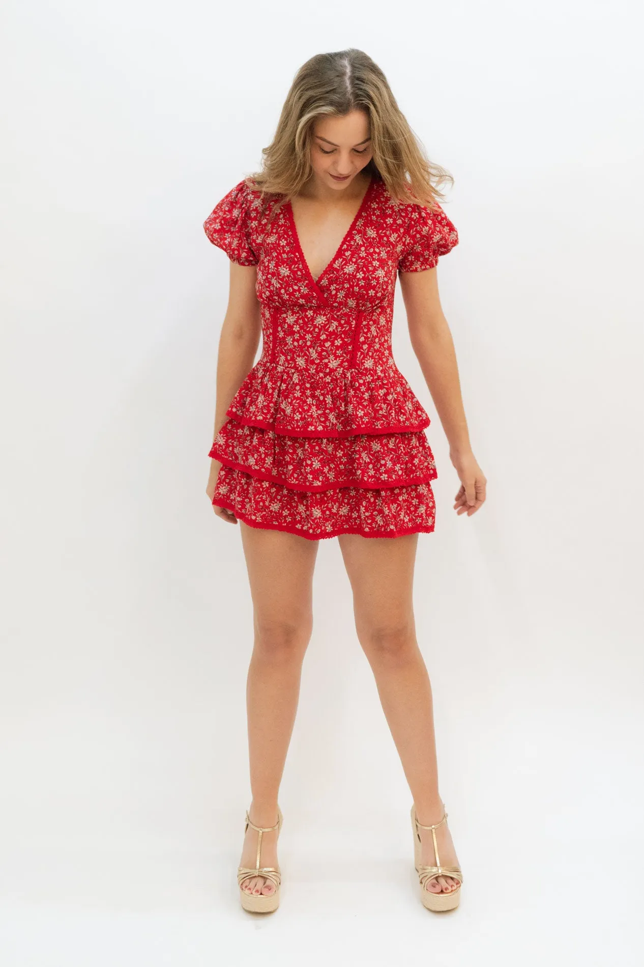 Katherine Two Tone Romper - Red