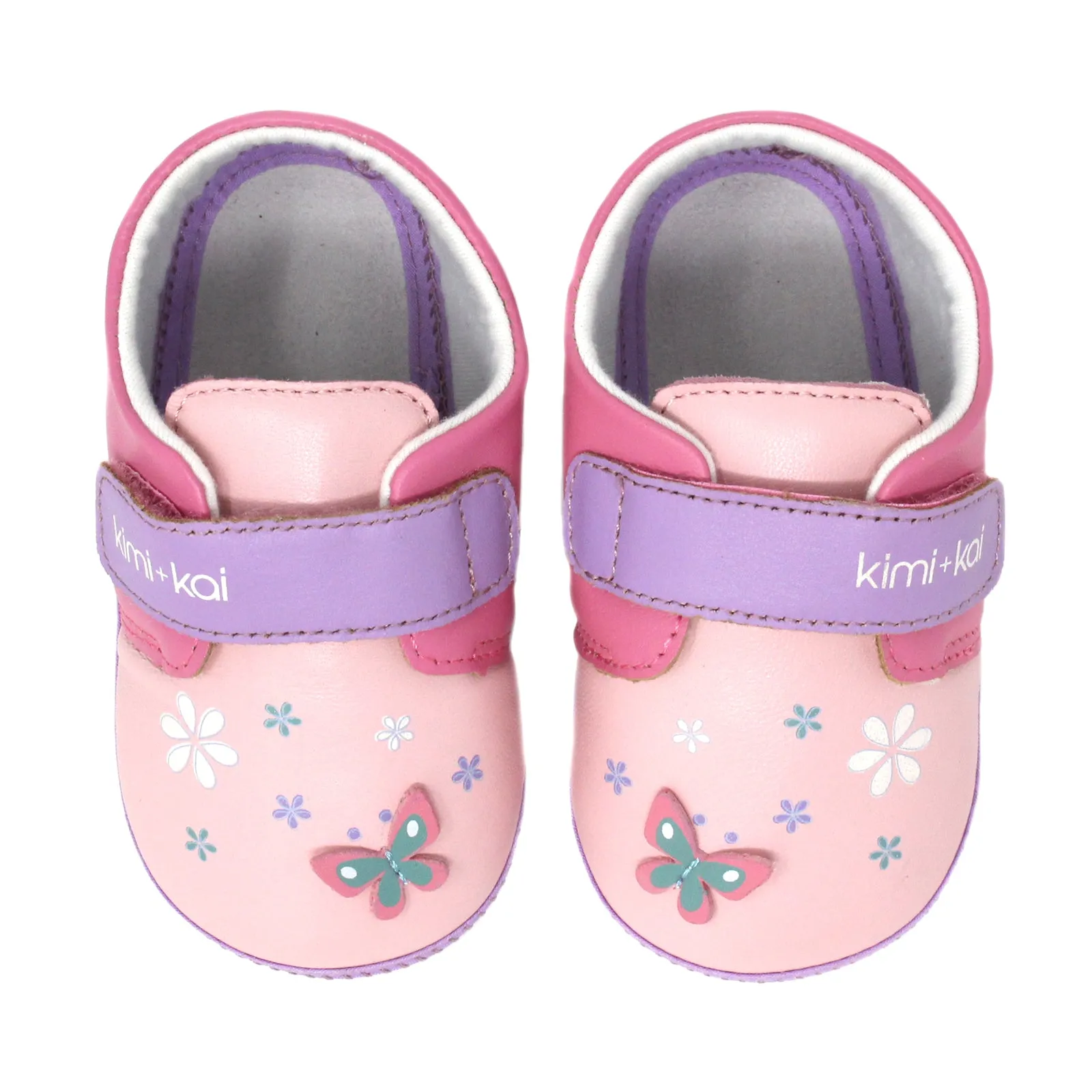 Kimi   Kai Girls Soft Sole Lambskin Leather Shoes - Butterfly (First Walker & Toddler)