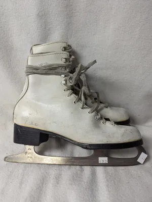 Lake Placid Figure Ice Skates Size 7 Color White Condition Used