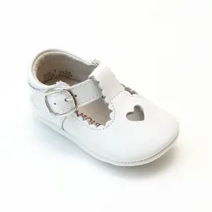 L'Amour Infant Girls Open Heart Leather Crib Mary Janes