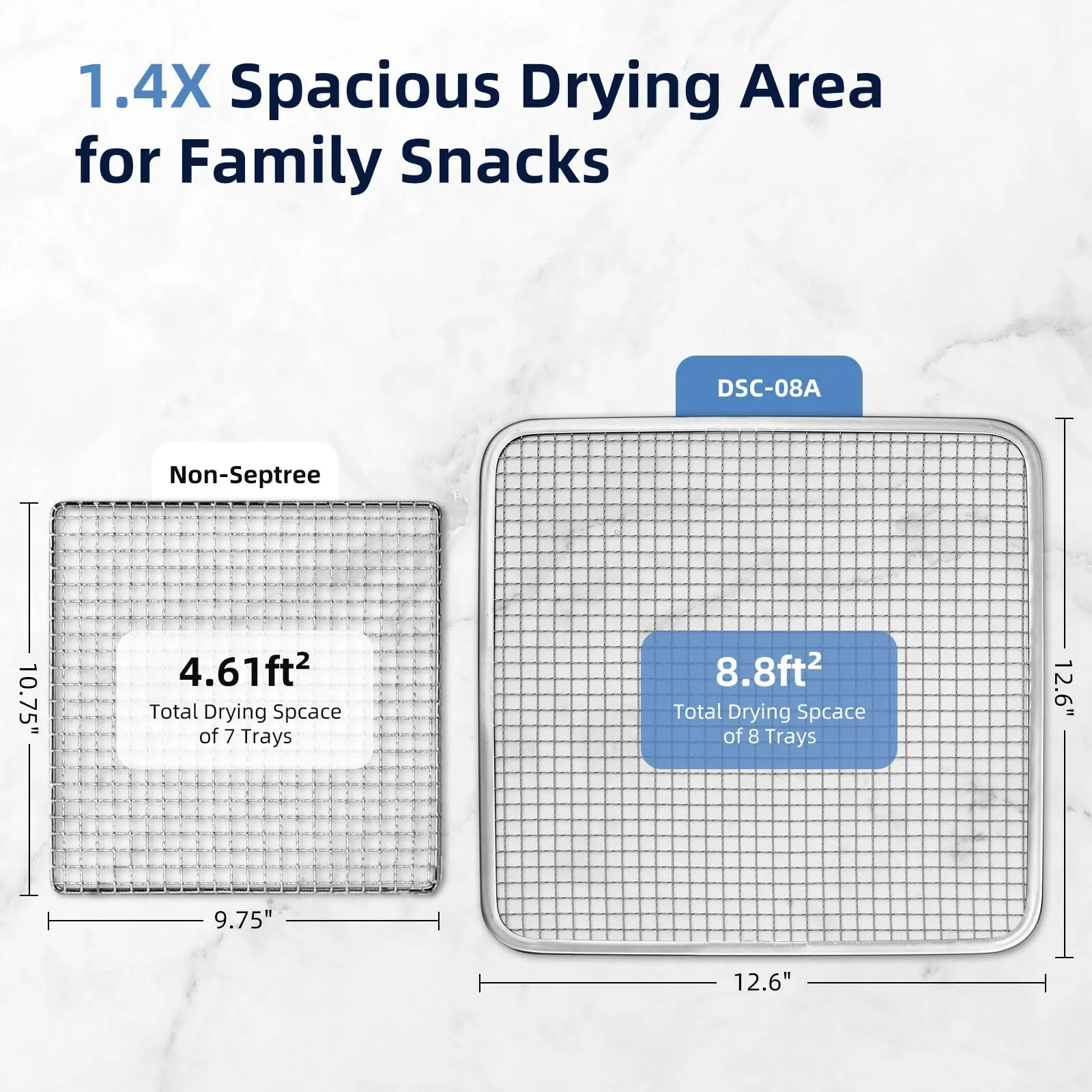 Large 8 Trays Food Dehydrator with 8.8ft² Drying Space for Big Family, 800W Stainless Steel Dehydrated Dryer