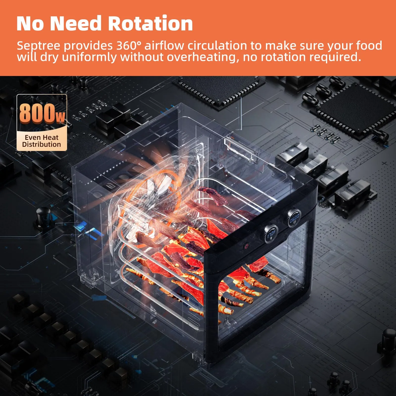 Large 8 Trays Food Dehydrator with 8.8ft² Drying Space for Big Family, 800W Stainless Steel Dehydrated Dryer