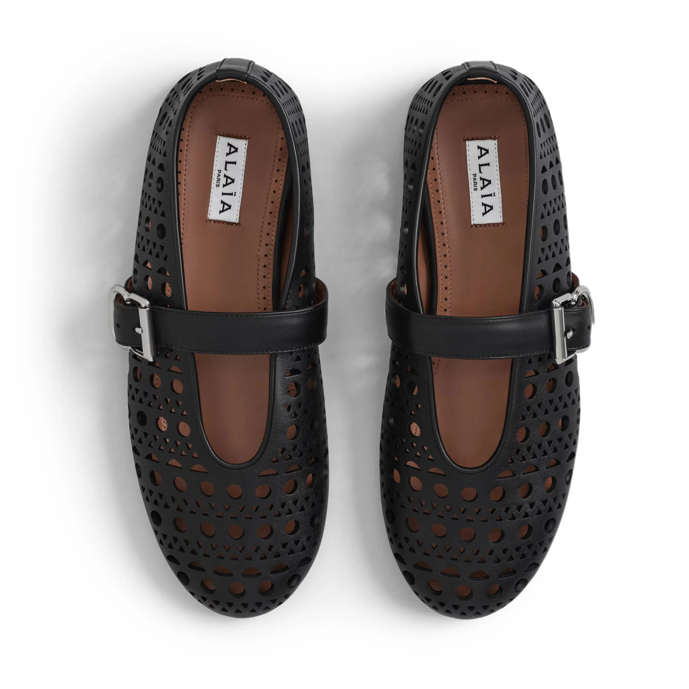 Laser Cut Ballet Flats, Black