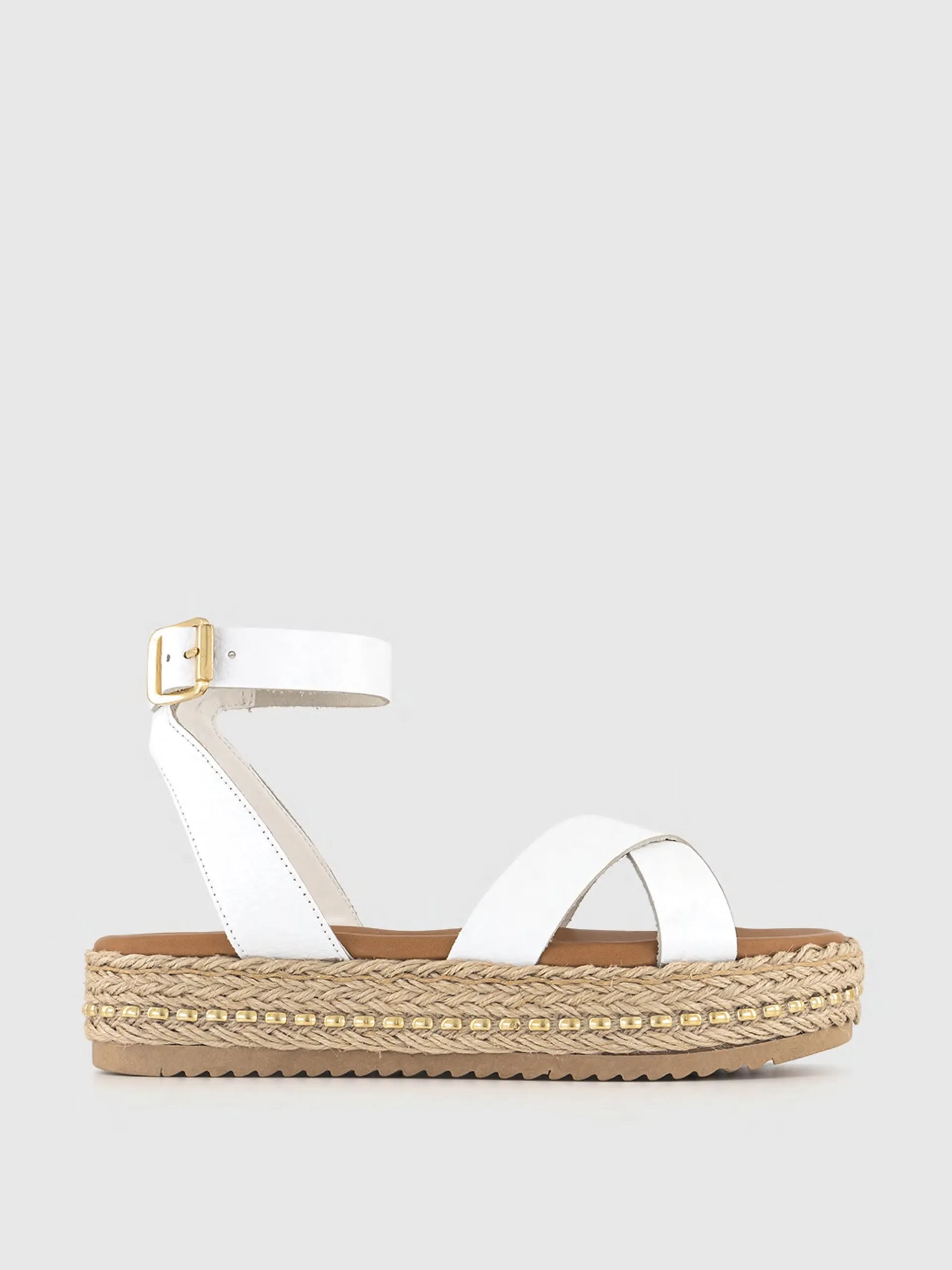 Leather cross strap espadrilles