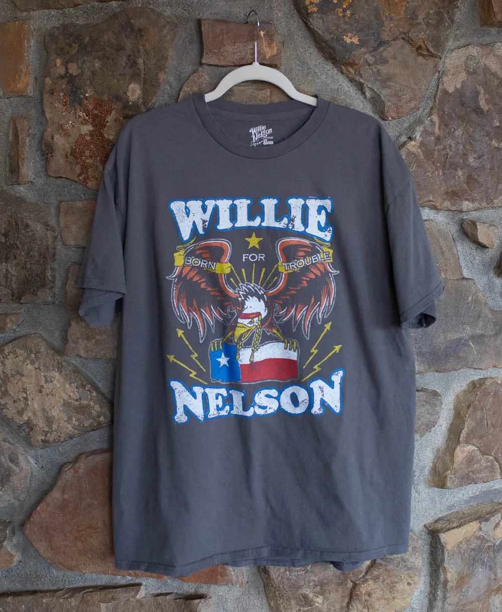 Livy Lu Willie Nelson Born For Trouble Dark Gray Thrifted Tee