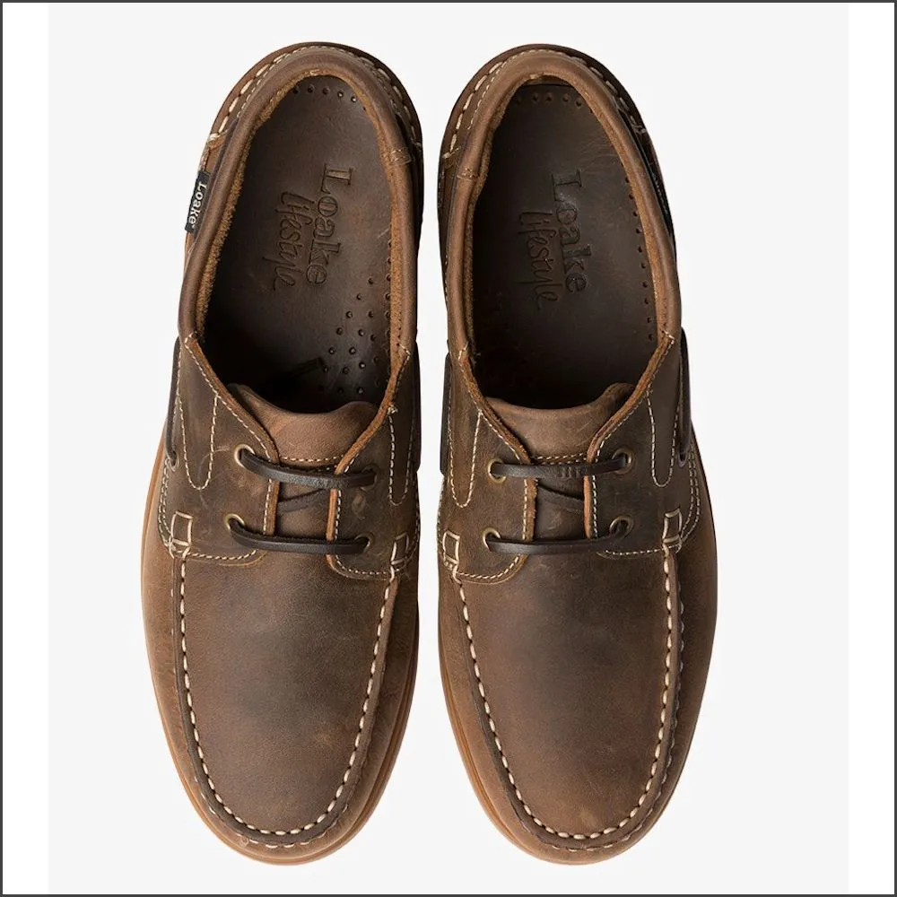 Loake Lymington Brown Oiled Nubuck Boat Shoe--