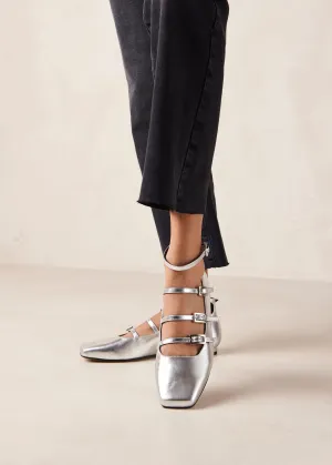 Luke Shimmer Silver Leather Ballet Flats