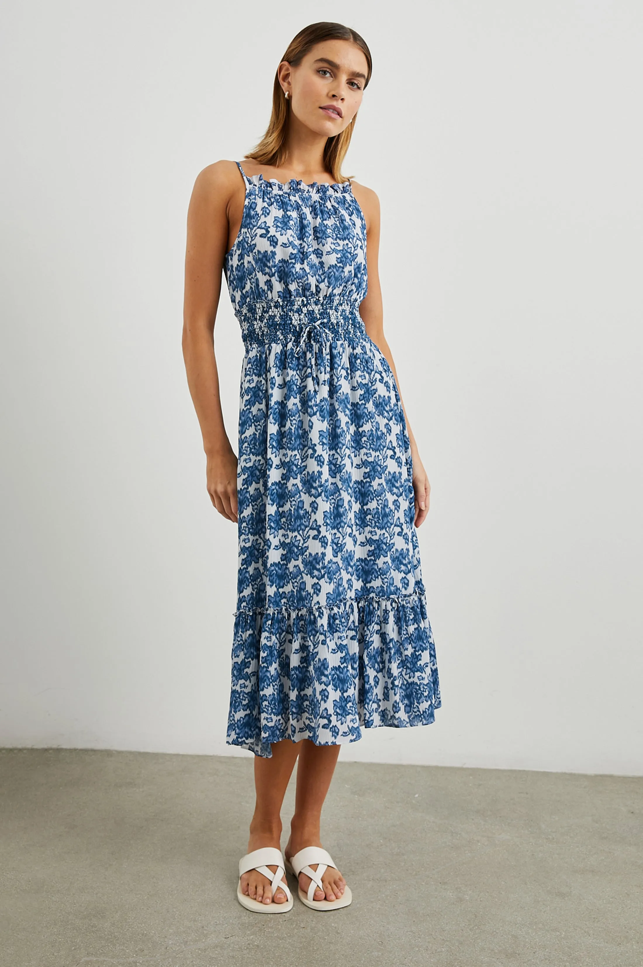 Magdalene Dress Chambray Floral