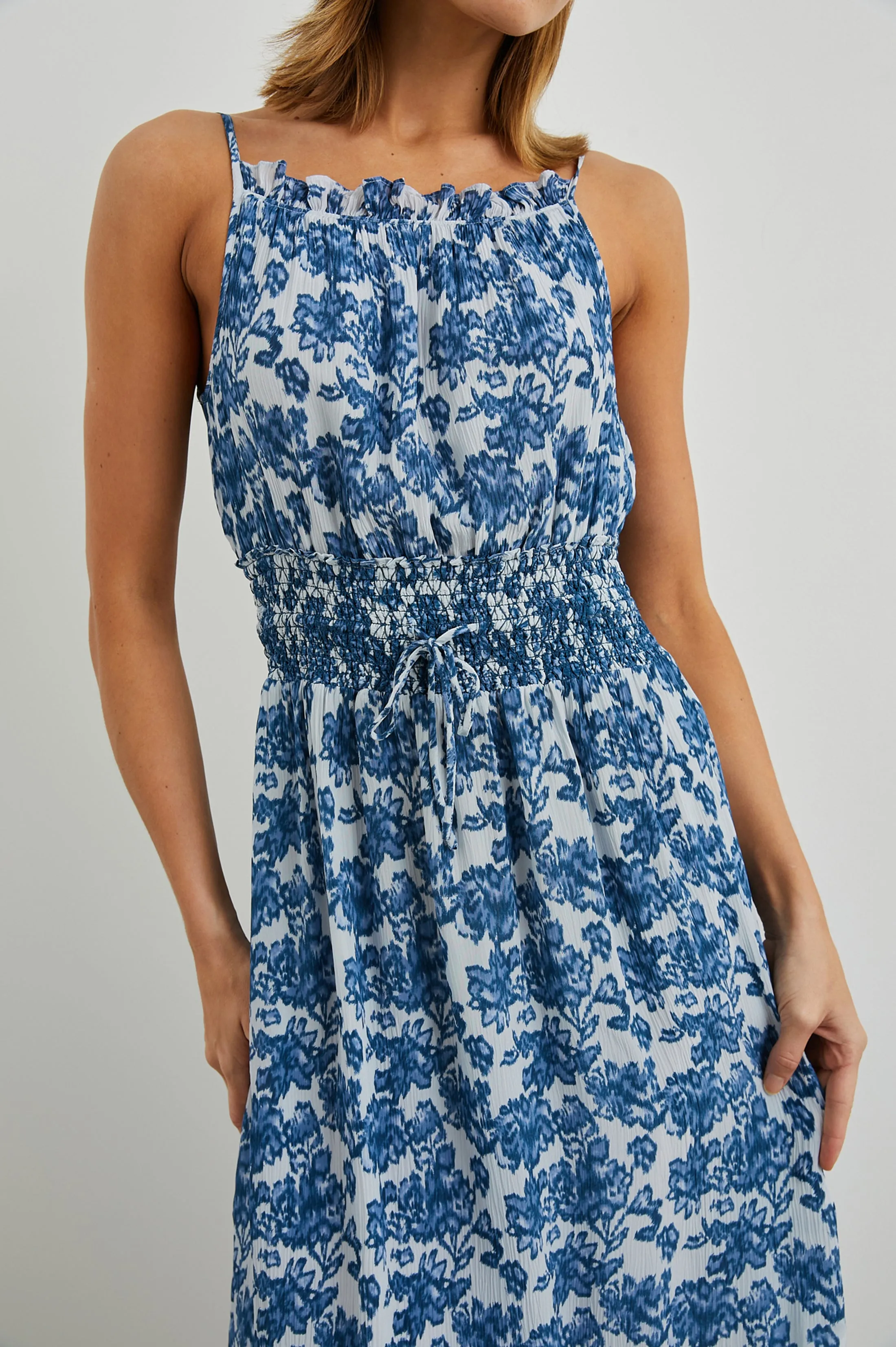 Magdalene Dress Chambray Floral