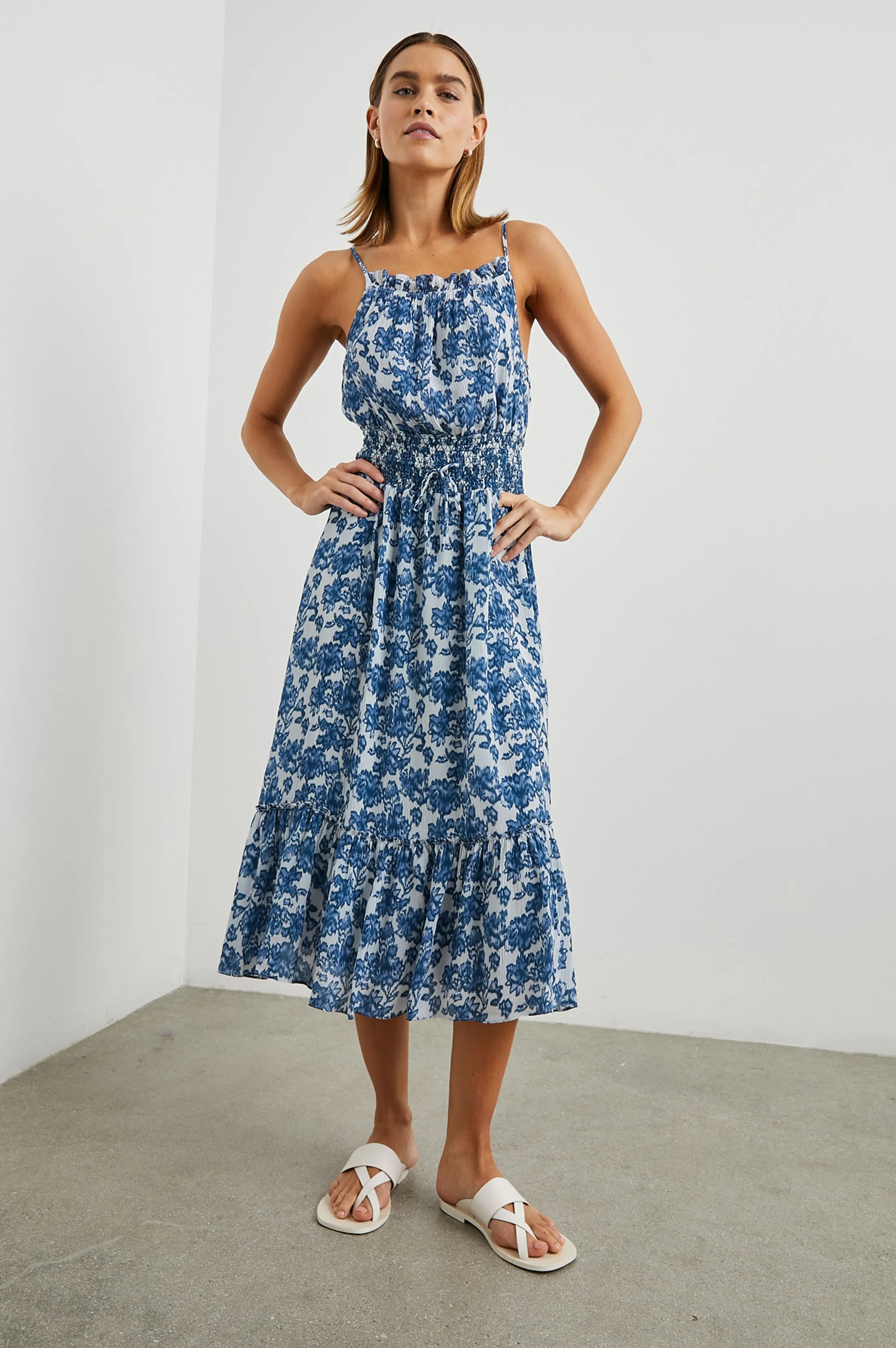 Magdalene Dress Chambray Floral