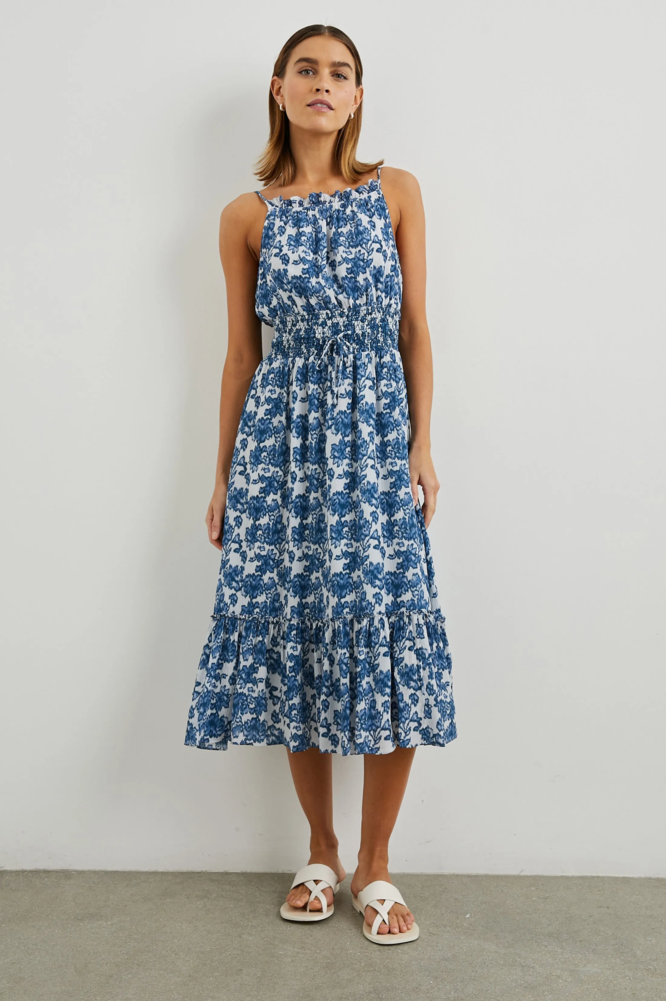 Magdalene Dress Chambray Floral