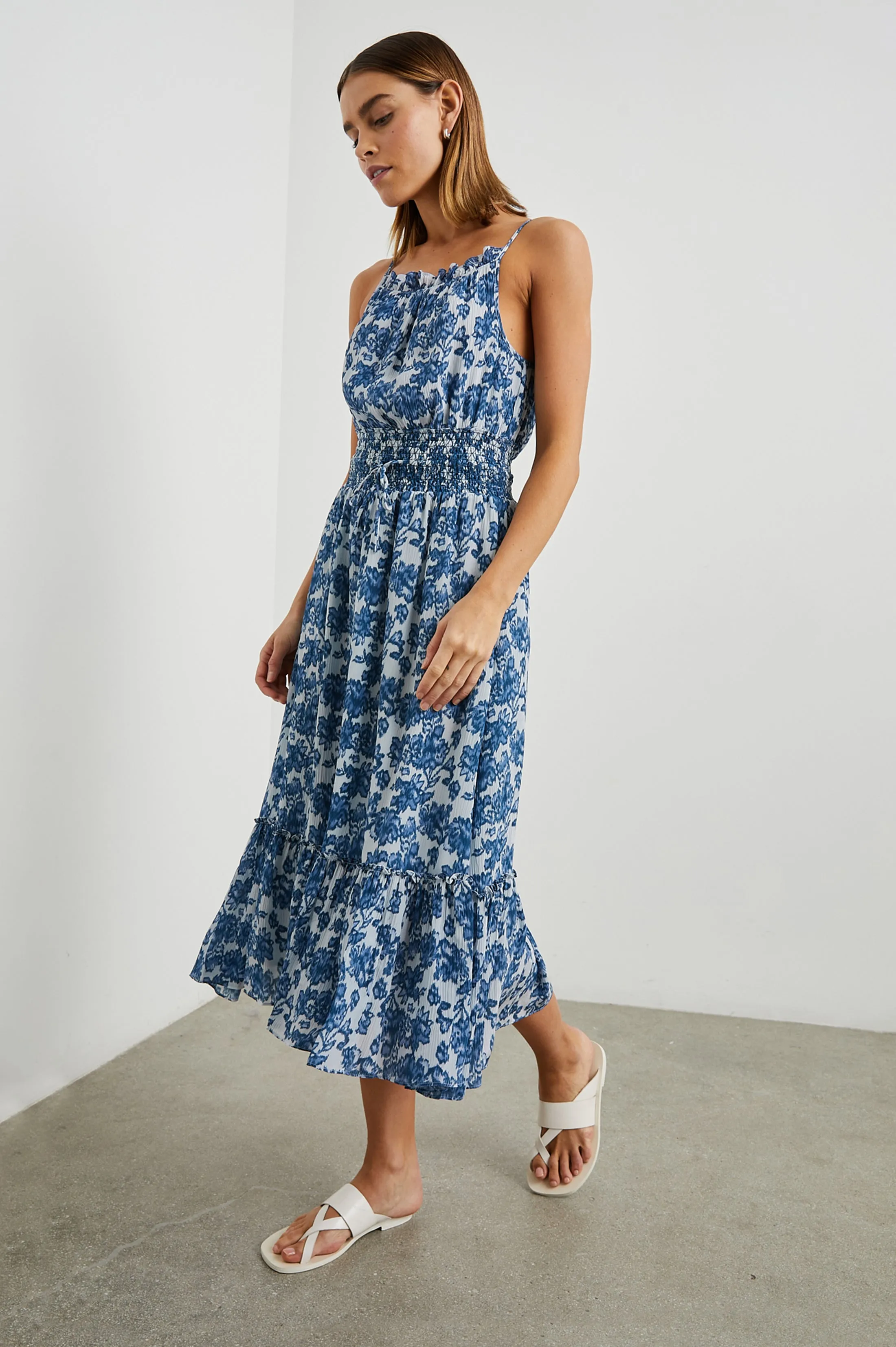 Magdalene Dress Chambray Floral