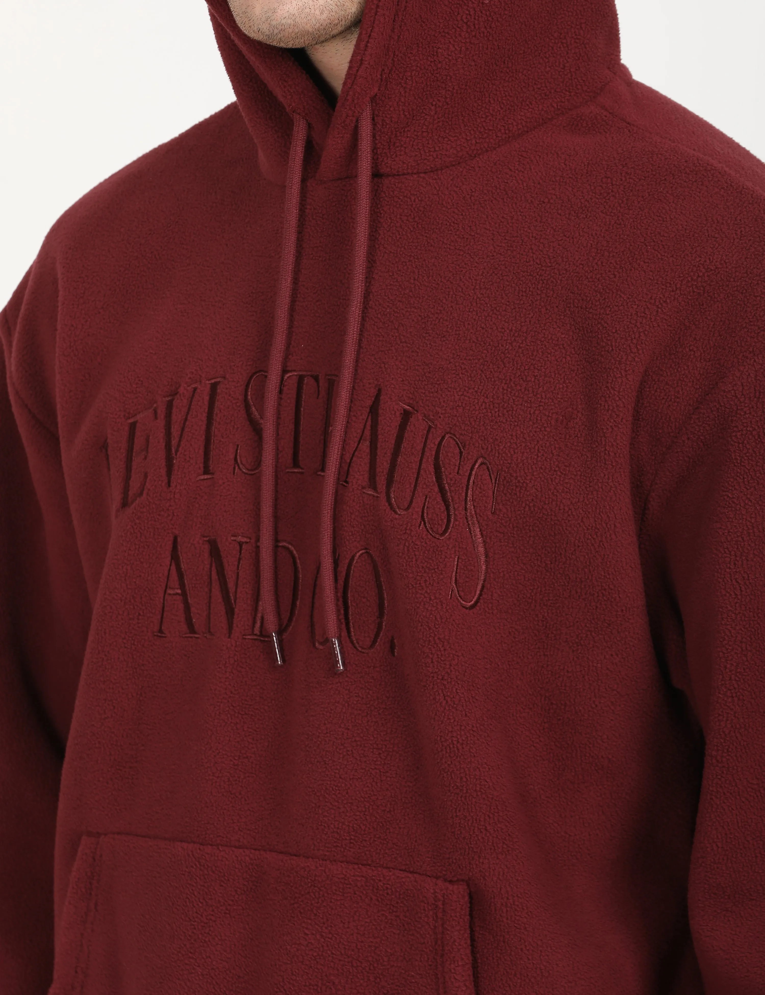 Men's Brand Logo Maroon Hooded Sweatshirt