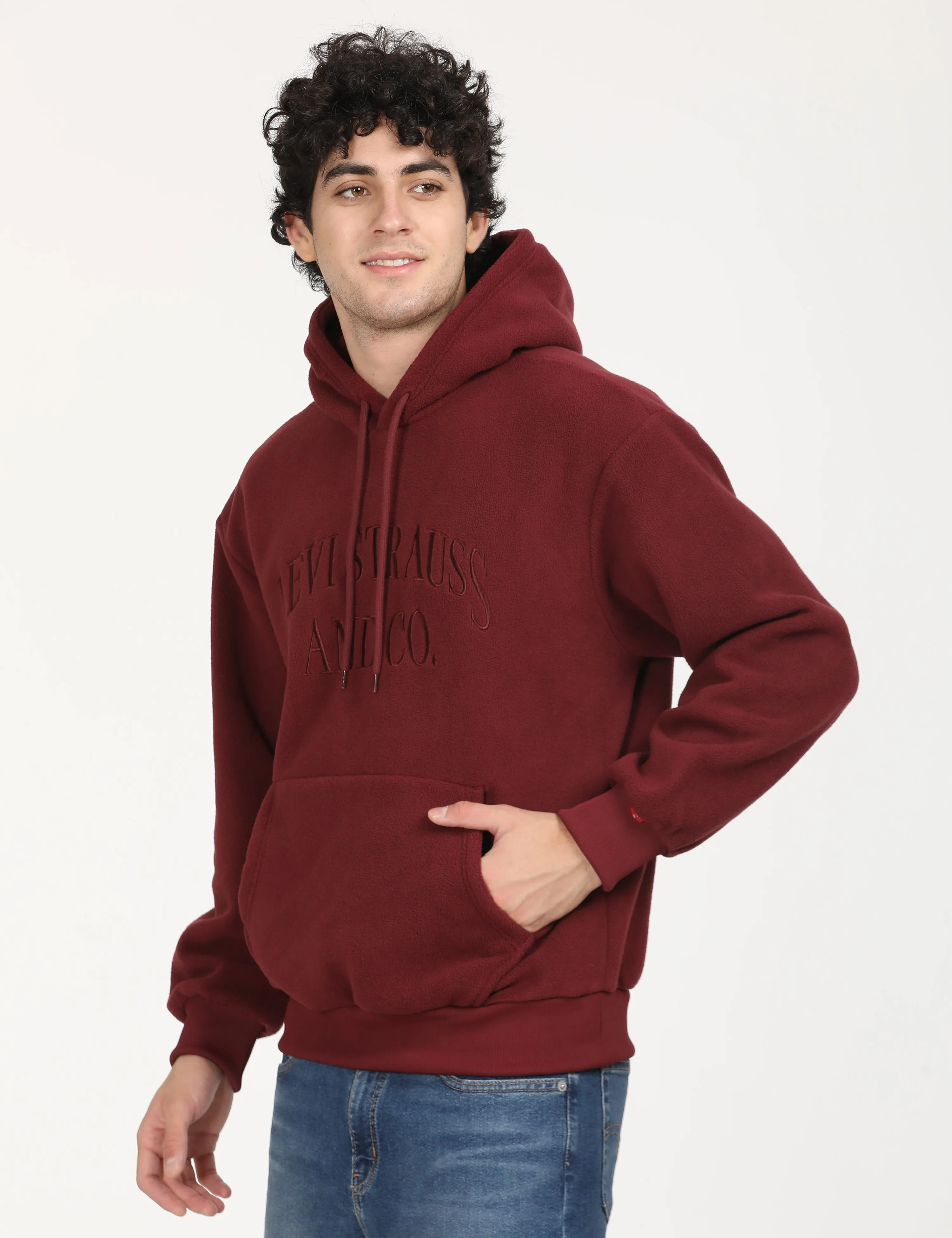 Men's Brand Logo Maroon Hooded Sweatshirt