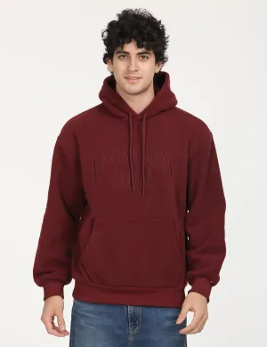 Men's Brand Logo Maroon Hooded Sweatshirt