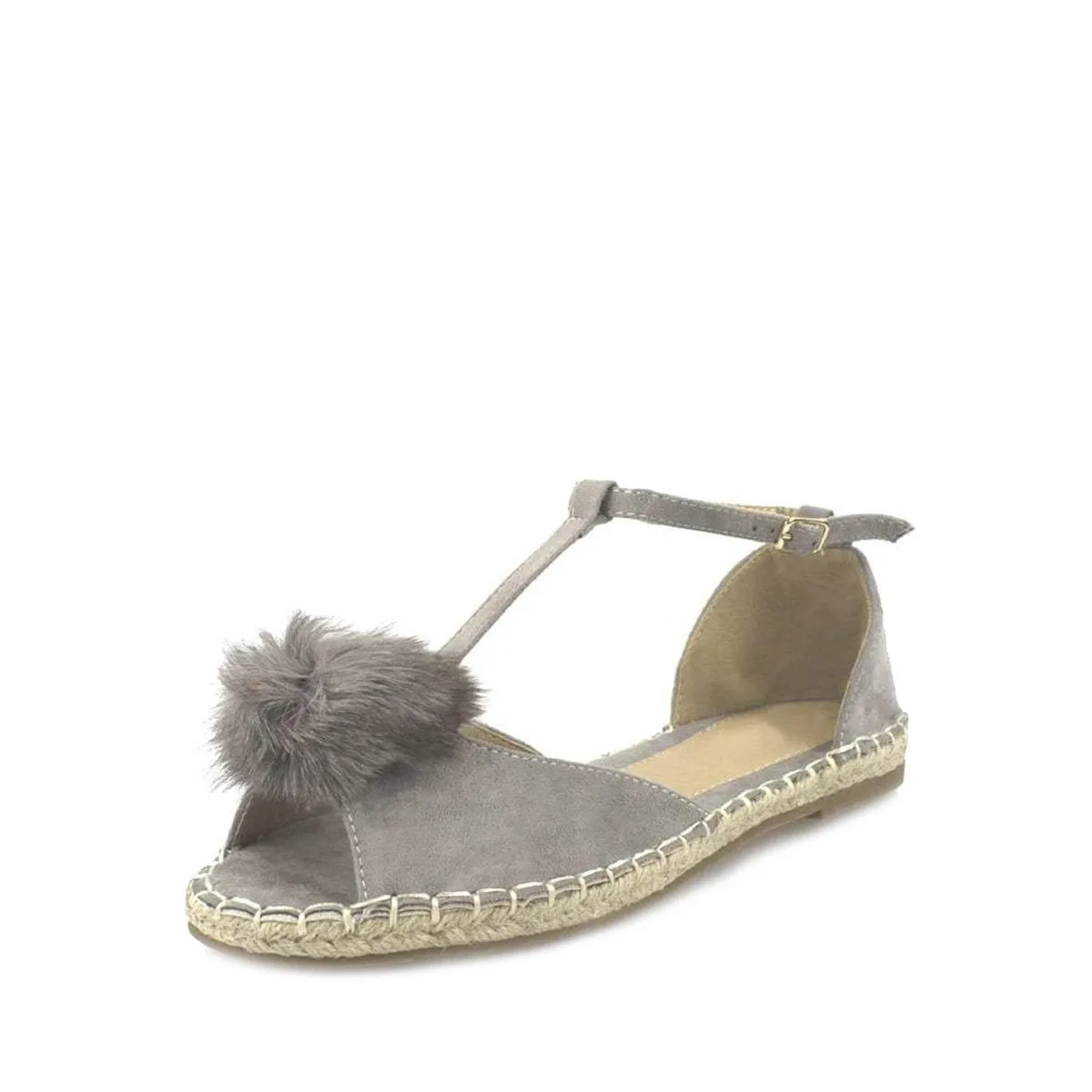 MERCY Flat Anklestrap Pom Pom Sandal