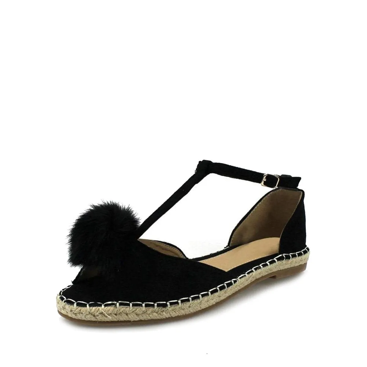 MERCY Flat Anklestrap Pom Pom Sandal