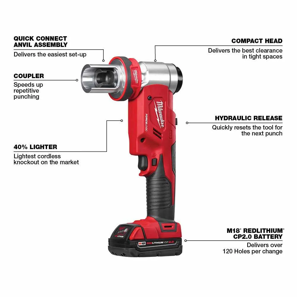 Milwaukee 2677-23 M18 FORCELOGIC 6T Knockout Tool 1/2" - 4" Kit