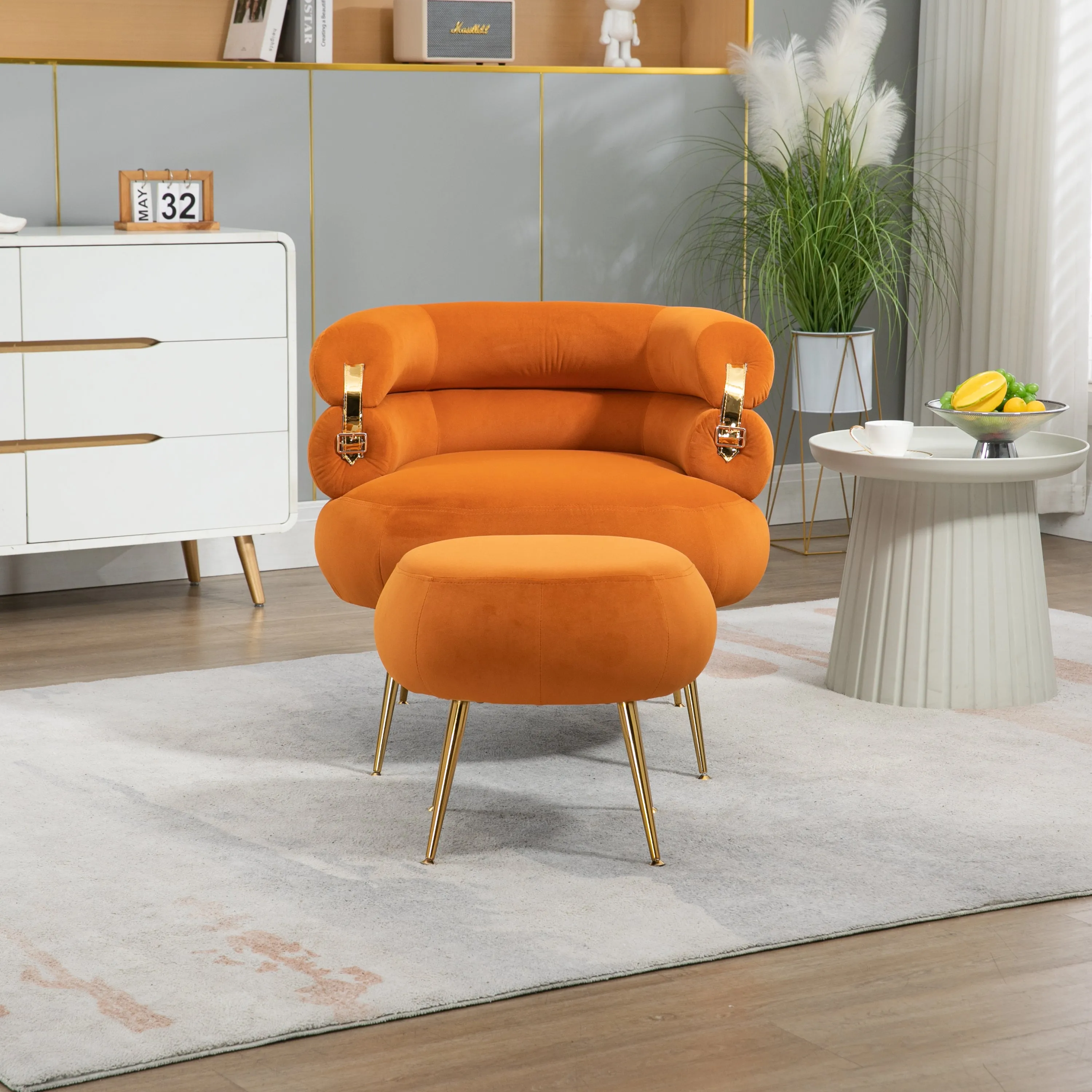 Modern Velvet Upholstered Armchair