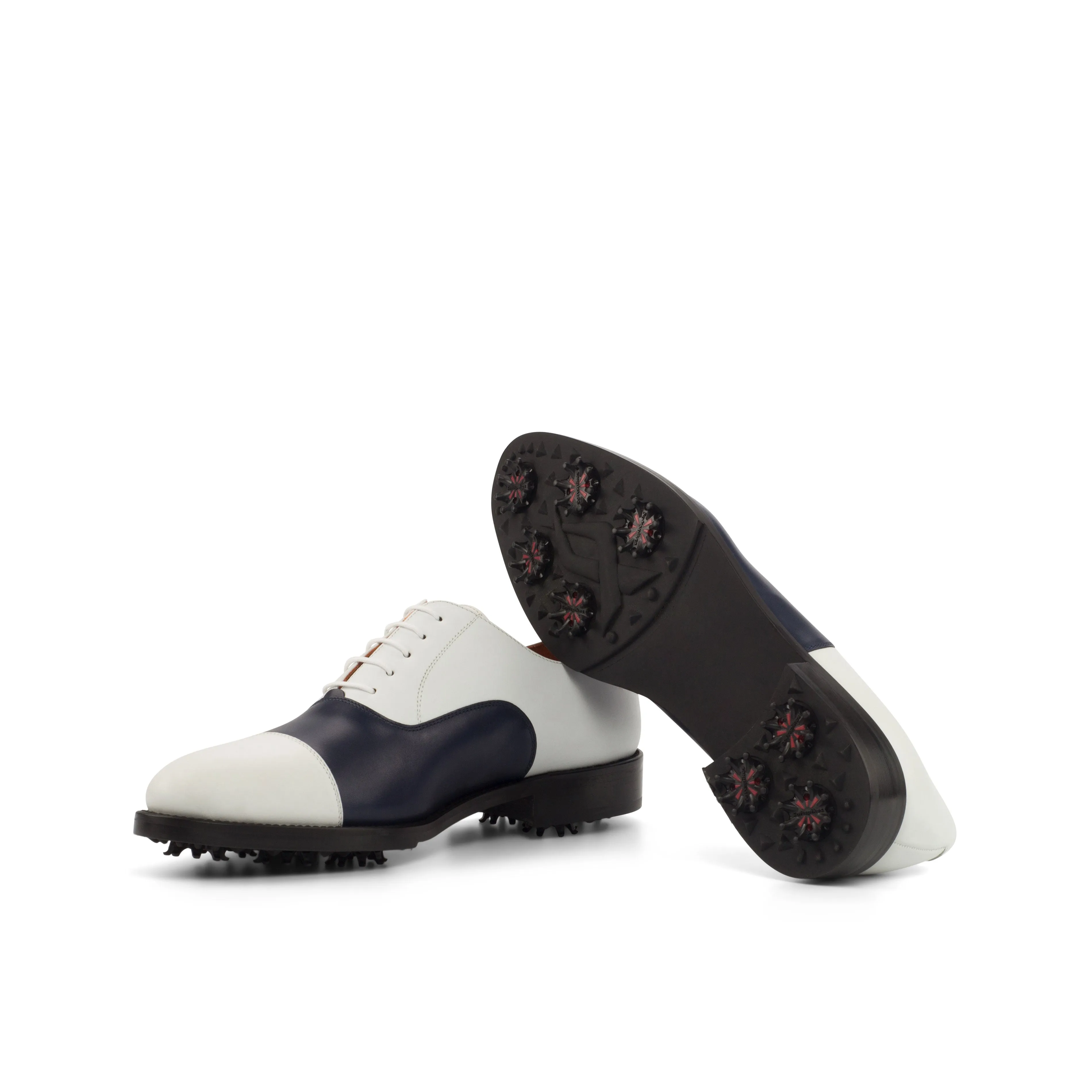 Navy & White Calf Oxford Golf Shoes