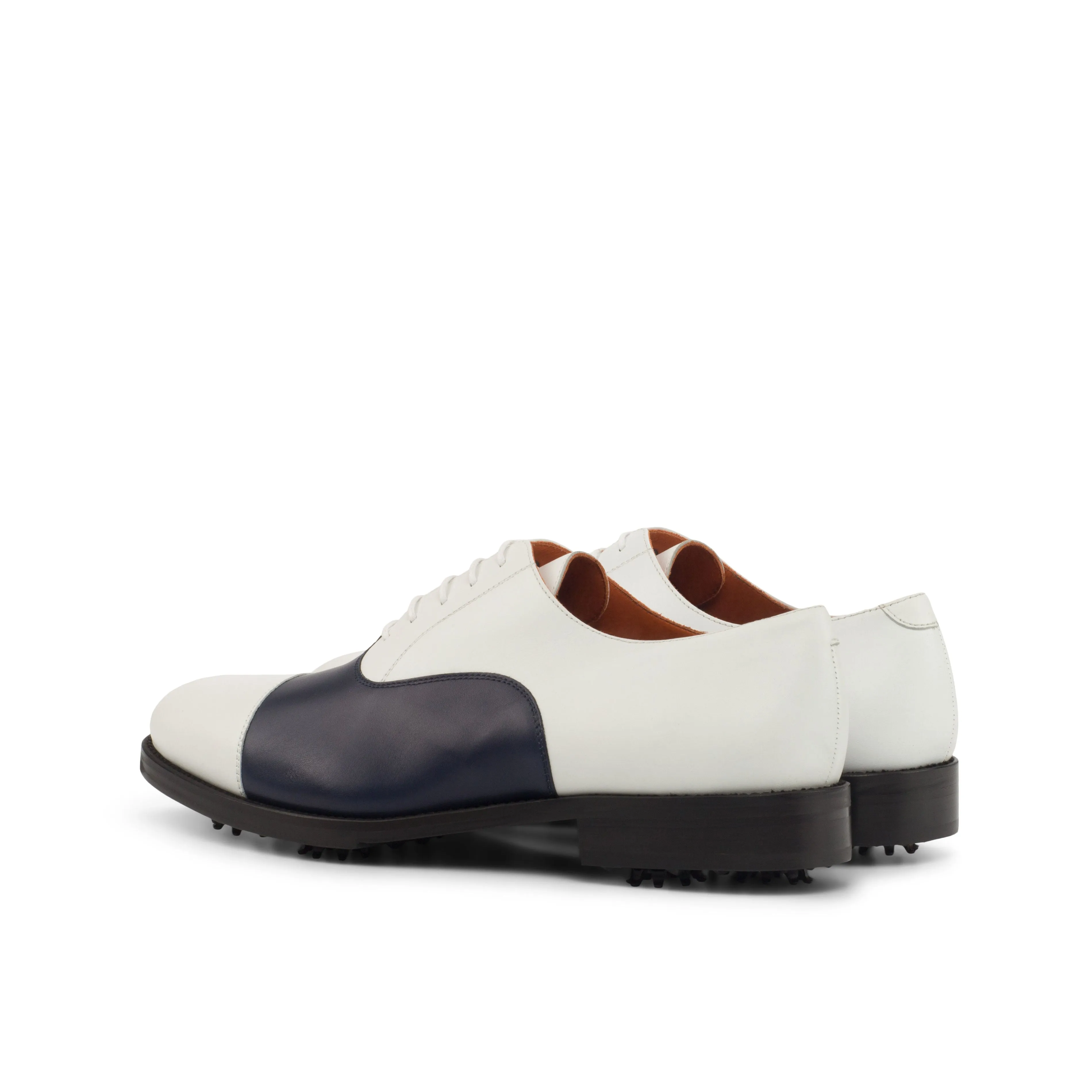 Navy & White Calf Oxford Golf Shoes