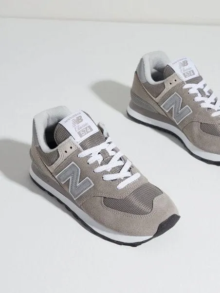 New Balance Men's 574 Classic Sneakers- Grey/White