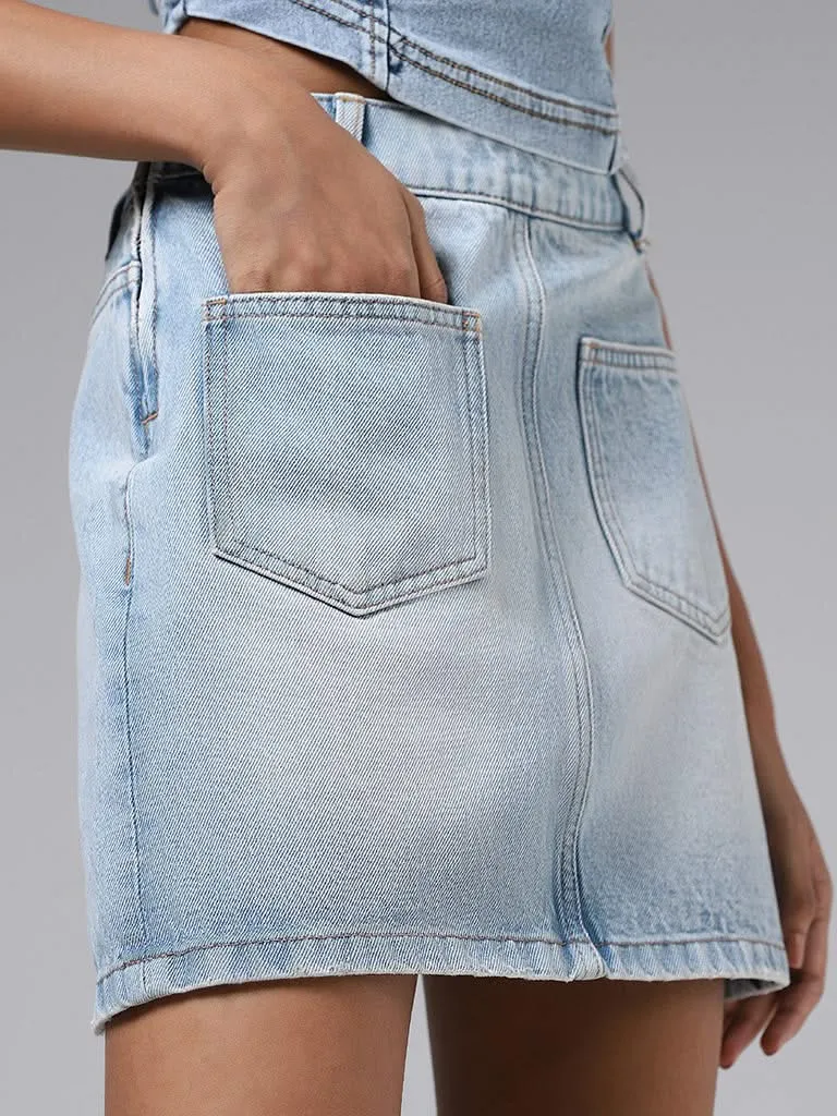 Nuon Light Blue Denim Mini Skirt