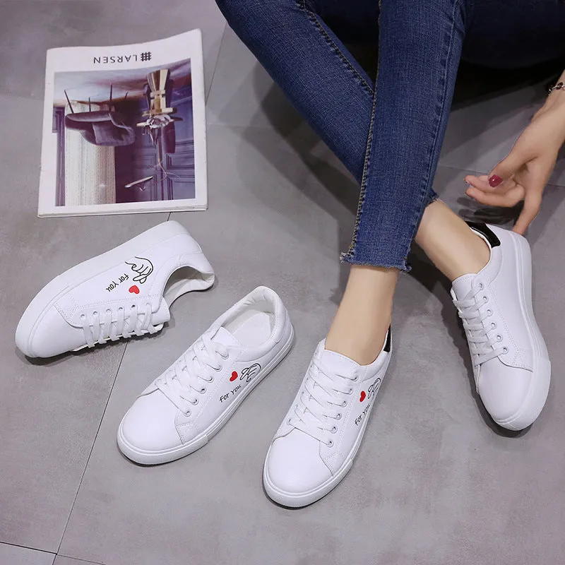 Olivia – Women's Embroidered Flower Lace-Up Running Sneakers