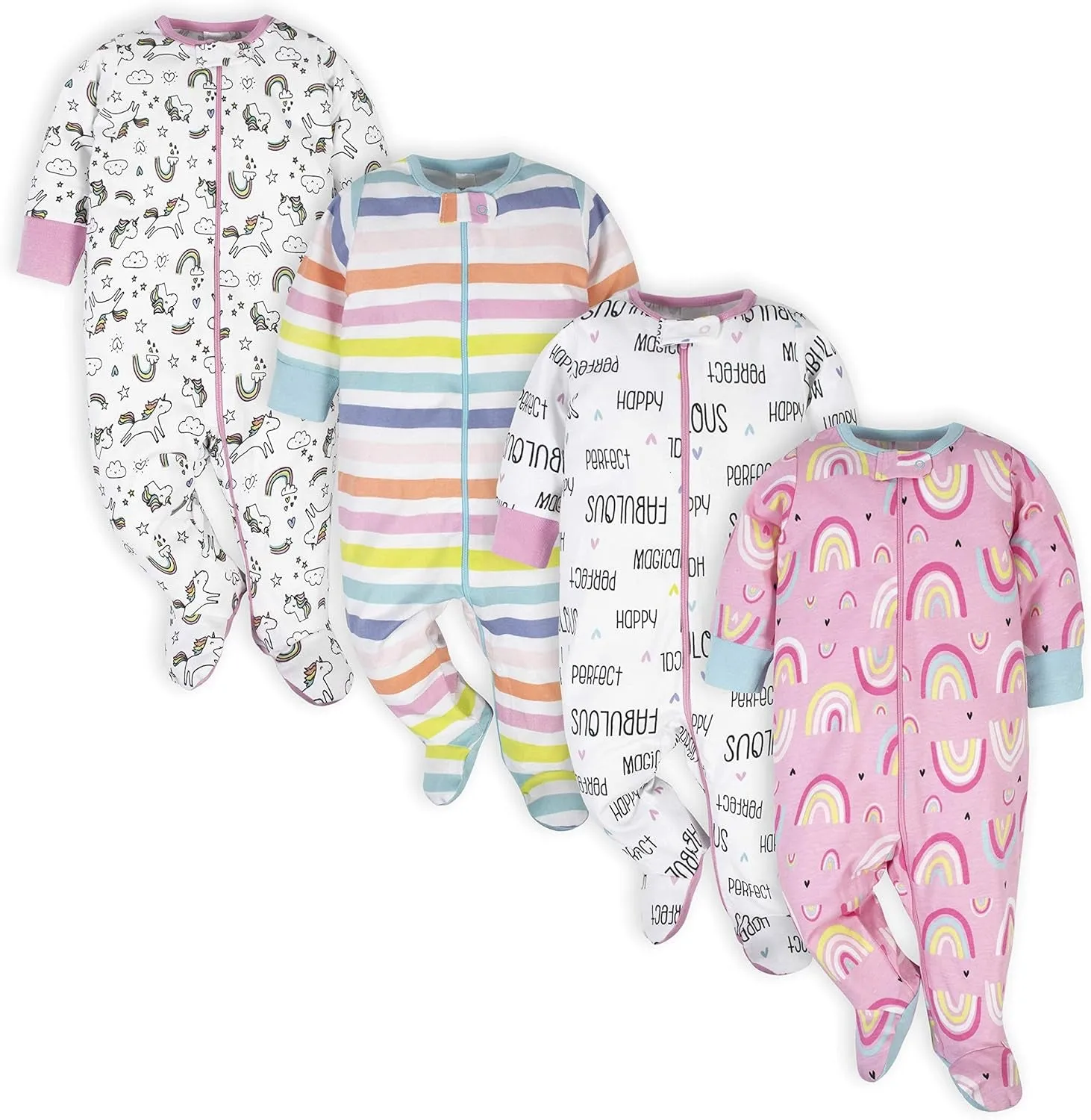 Onesies Brand Baby-Girls 4-Pack Sleep 'N Play Footies Multi Pack