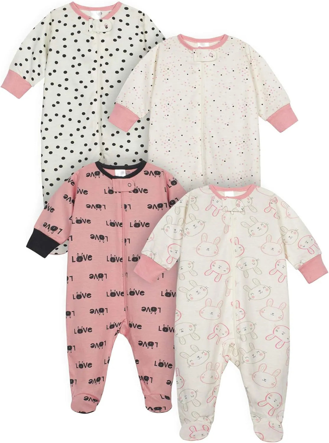 Onesies Brand Baby-Girls 4-Pack Sleep 'N Play Footies Multi Pack