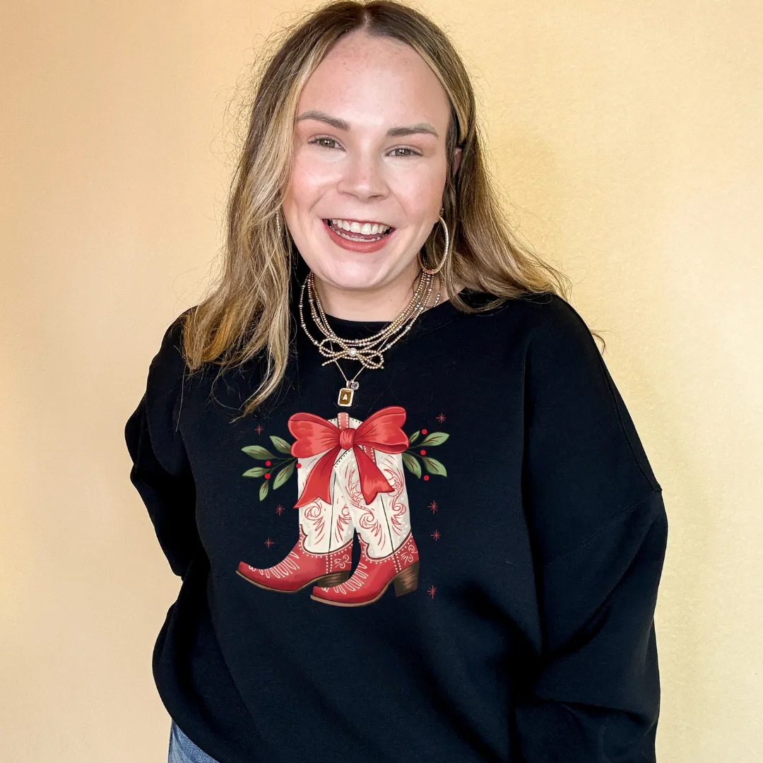 Online Exclusive | Holly Jolly Kicks Red Christmas Boots Graphic Sweatshirt in Multiple Color Options