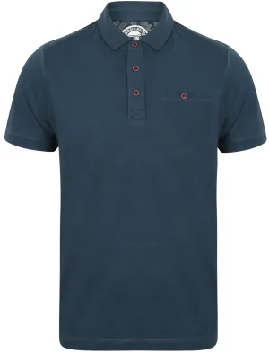 Plata Cotton Jersey Slub Polo Top In Insignia Blue - South Shore