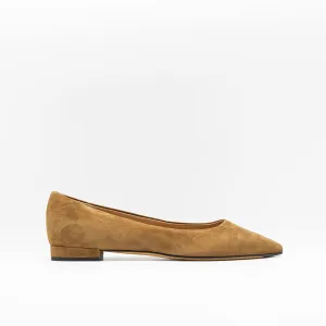 Point-Toe Ballerina Cognac Suede