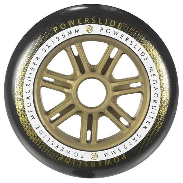 Powerslide Mega Cruiser Wheel 125mm 86a Black/Gold Each