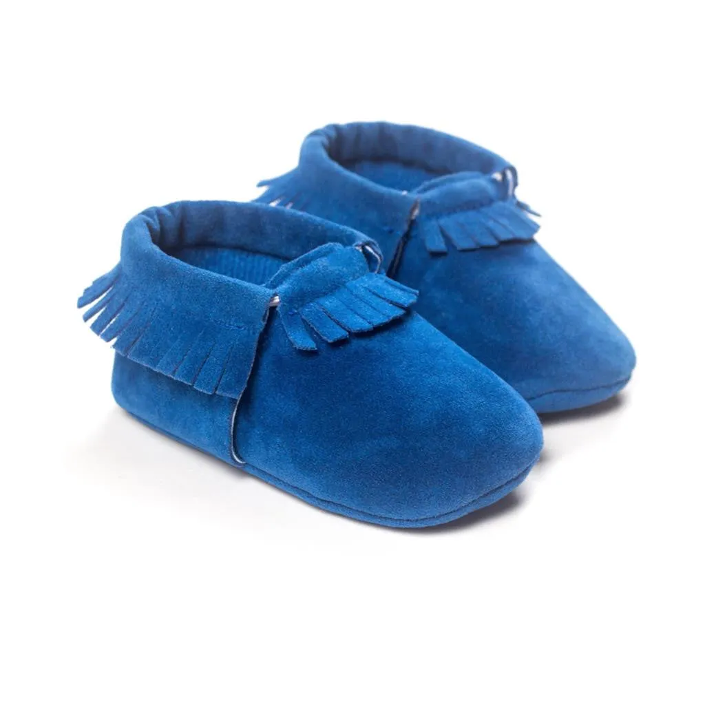 PU Suede Leather Newborn Baby Boy Girl Baby Moccasins Soft Moccs Shoes Bebe Fringe Soft Soled Non-slip Footwear Crib Shoes