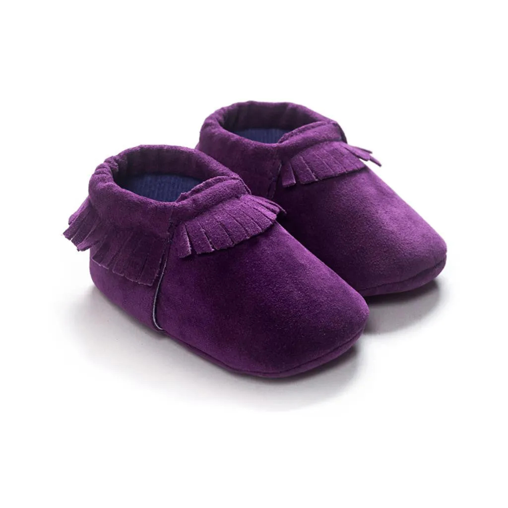 PU Suede Leather Newborn Baby Boy Girl Baby Moccasins Soft Moccs Shoes Bebe Fringe Soft Soled Non-slip Footwear Crib Shoes