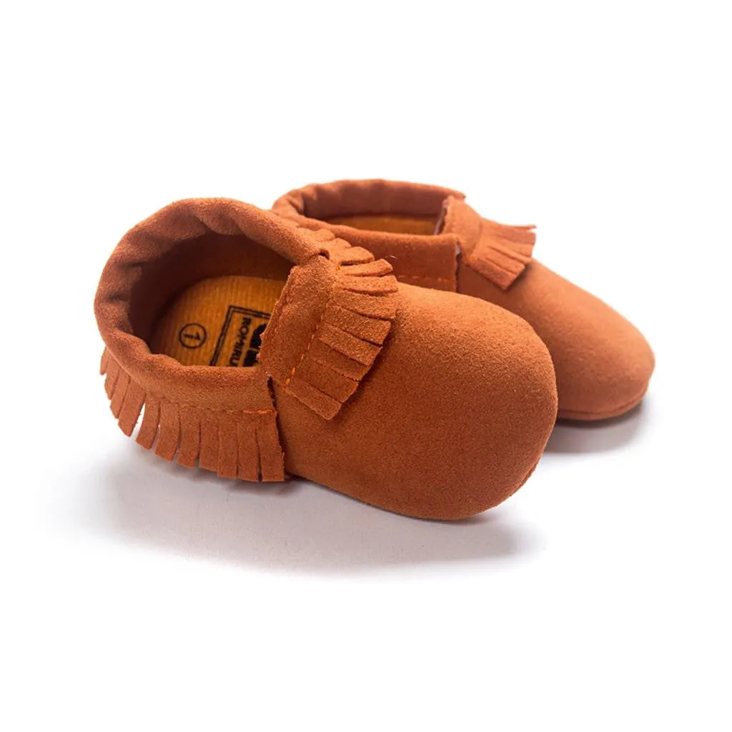 PU Suede Leather Newborn Baby Boy Girl Baby Moccasins Soft Moccs Shoes Bebe Fringe Soft Soled Non-slip Footwear Crib Shoes